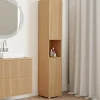 IDMarket Meuble colonne salle de bain 2 portes 1 niche effet lattes* Collection Contemporaine|Meubles Salle De Bain