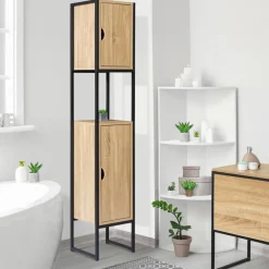 IDMarket Meuble colonne salle de bain style industriel* Meubles Hauts|Collection Industrielle