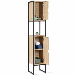 IDMarket Meuble colonne salle de bain style industriel* Meubles Hauts|Collection Industrielle