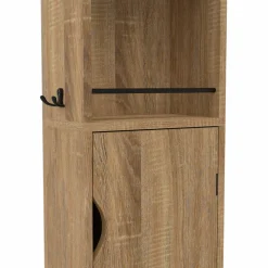 IDMarket Meuble colonne salle de bain pivotant hêtre et noir* Collection Contemporaine|Meubles Salle De Bain