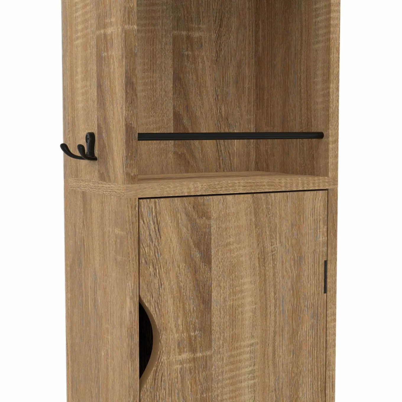 IDMarket Meuble colonne salle de bain pivotant hêtre et noir* Collection Contemporaine|Meubles Salle De Bain