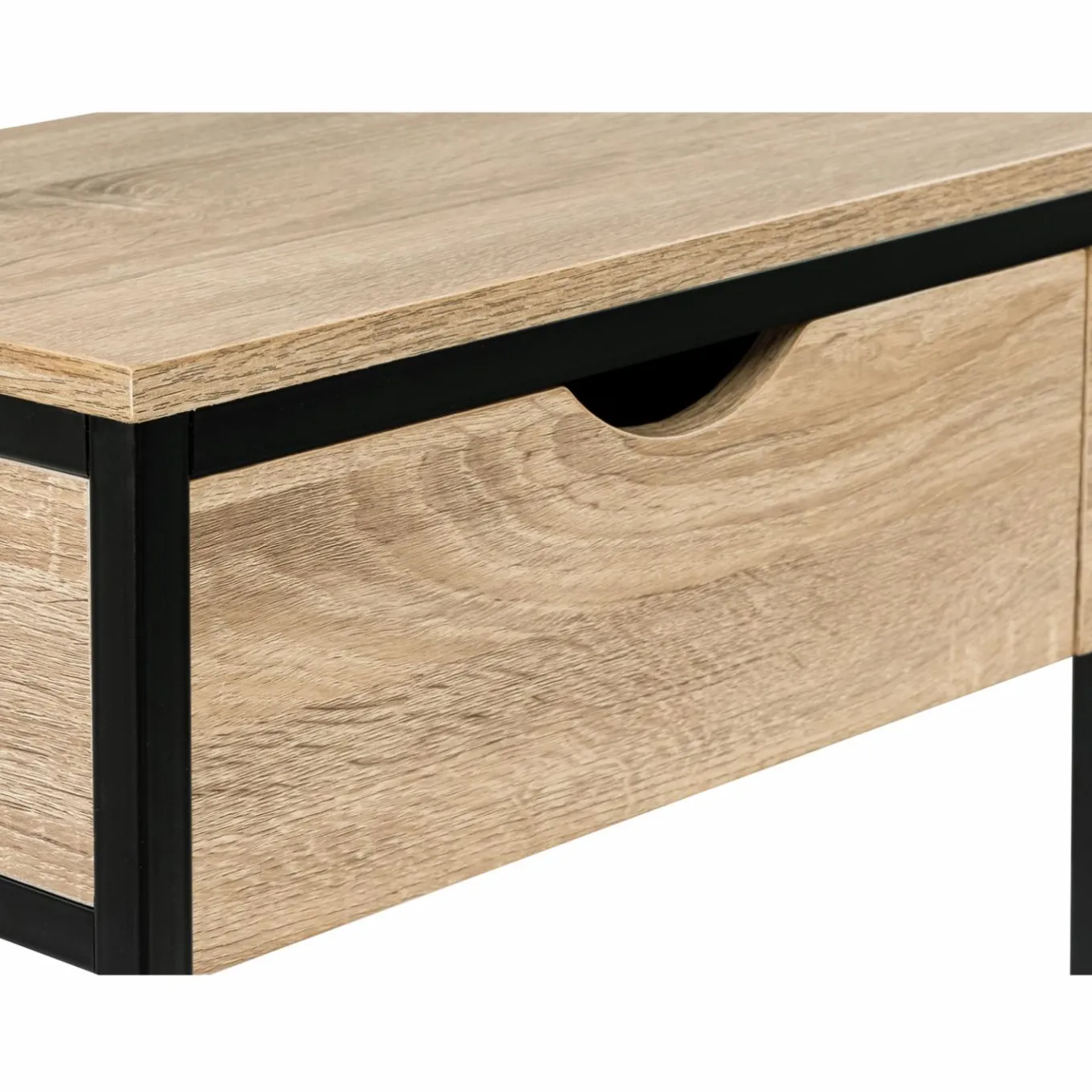 IDMarket Meuble console industrielle 2 tiroirs bois et métal 90 cm* Meubles Tiroirs|Collection Industrielle