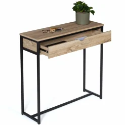 IDMarket Meuble console industrielle bois et métal 90 cm* Meubles Tiroirs|Meubles En Bois