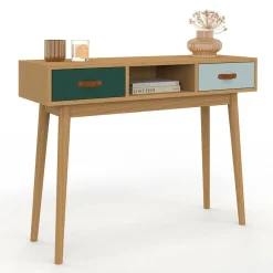 IDMarket Meuble console scandinave bois et vert 100 cm* Meubles Tiroirs|Collection Scandinave