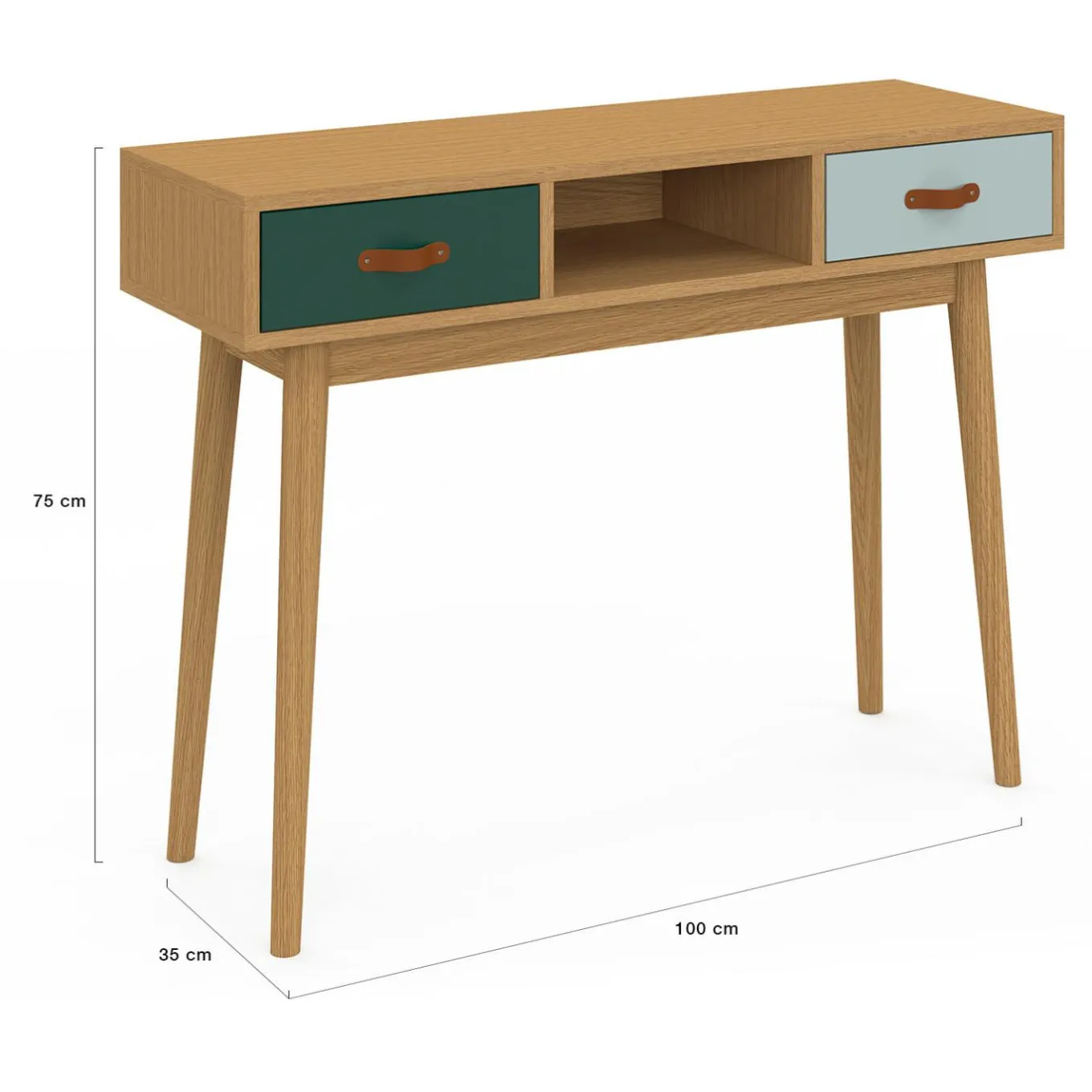 IDMarket Meuble console scandinave bois et vert 100 cm* Meubles Tiroirs|Collection Scandinave