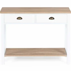 IDMarket Meuble console vintage bois et blanc 100 cm* Meubles Tiroirs|Meubles Blancs