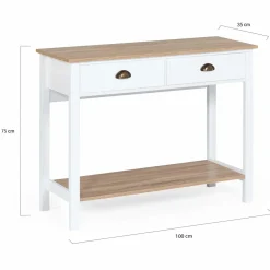 IDMarket Meuble console vintage bois et blanc 100 cm* Meubles Tiroirs|Meubles Blancs