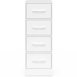 IDMarket Meuble d'appoint 4 tiroirs 30 cm chiffonnier, meuble de rangement bois blanc* Meubles Tiroirs|Commodes