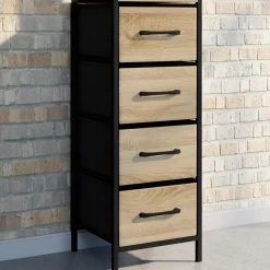 IDMarket Meuble d'appoint 4 tiroirs 30 cm chiffonnier, meuble de rangement design industriel* Meubles Tiroirs|Meubles En Bois