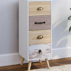 IDMarket Meuble d'appoint 4 tiroirs 30 cm chiffonnier scandinave* Meubles Tiroirs|Meubles Blancs