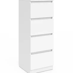 IDMarket Meuble d'appoint 4 tiroirs 30 cm chiffonnier bois blanc pour entrée salle de bain* Petits Meubles|Commodes