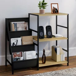 IDMarket Meuble d'appoint, rangement avec étagères, supports vinyles et platine design industriel* Meubles En Bois|Etagères