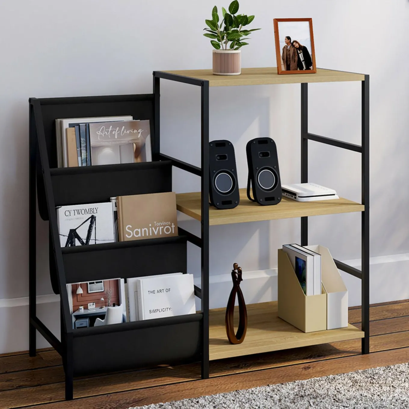 IDMarket Meuble d'appoint, rangement avec étagères, supports vinyles et platine design industriel* Meubles En Bois|Etagères