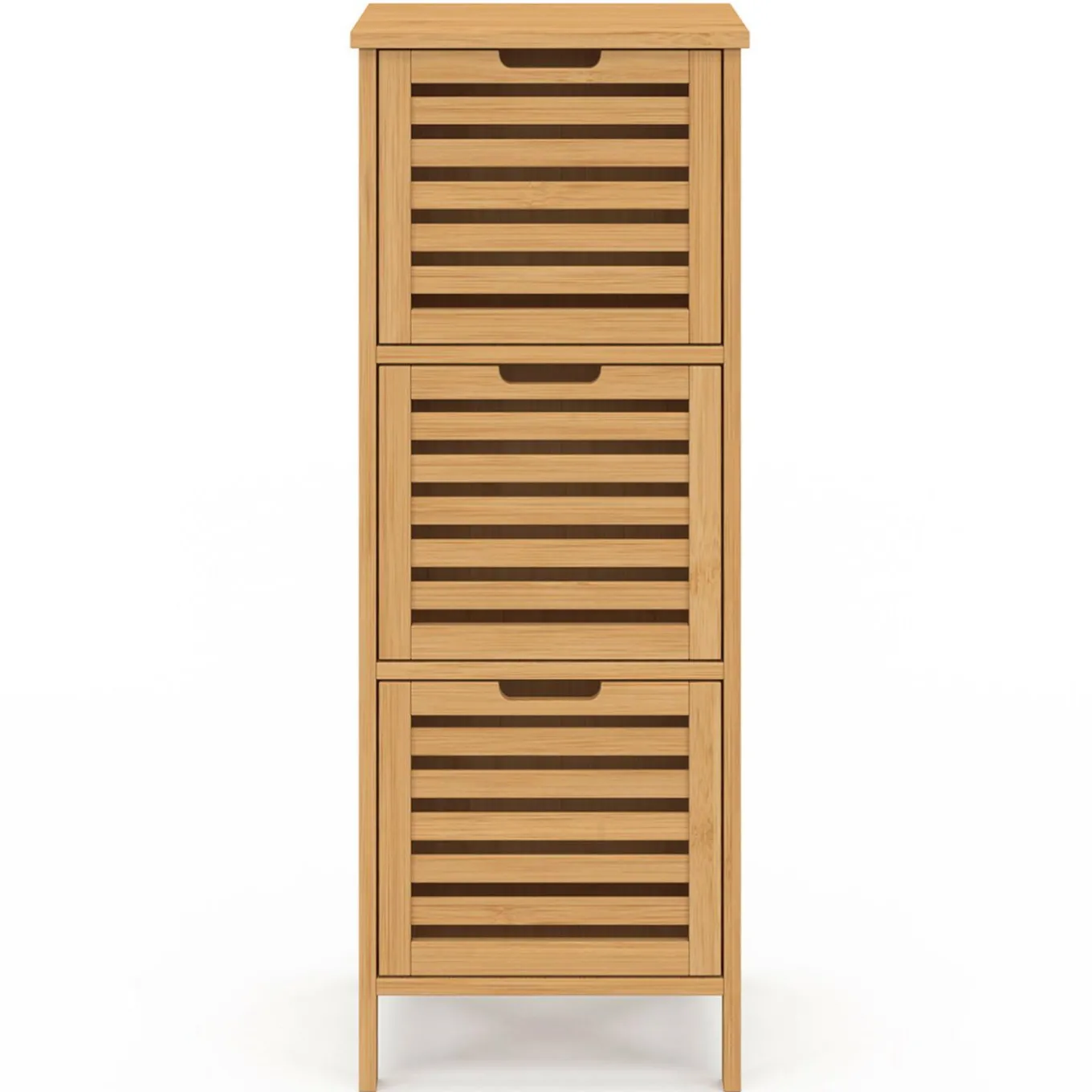 IDMarket Meuble d'appoint salle de bain bambou BEA 3 portes 30 x 30 x 80 cm* Meubles En Bois|Collection Bambou