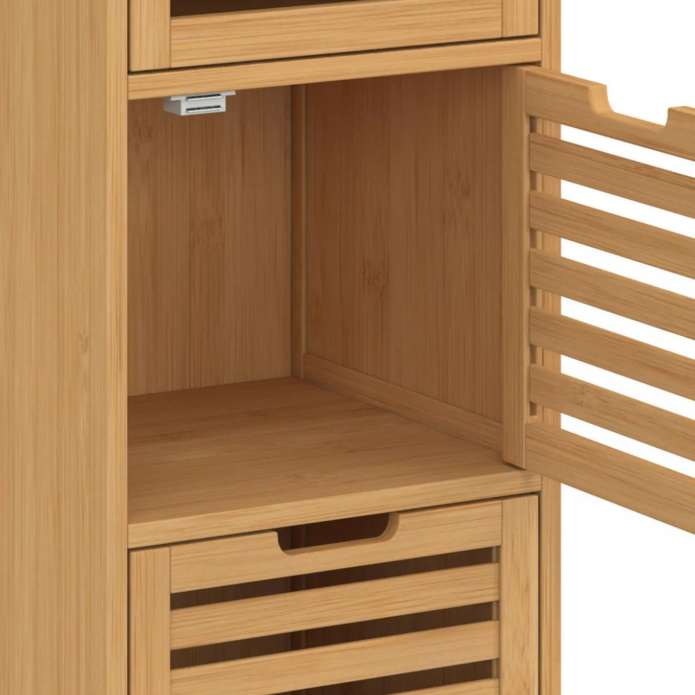 IDMarket Meuble d'appoint salle de bain bambou BEA 3 portes 30 x 30 x 80 cm* Meubles En Bois|Collection Bambou