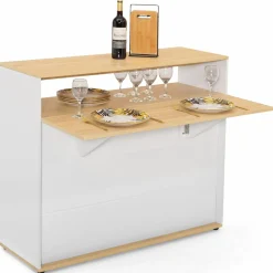 IDMarket Meuble de bar mange-debout blanc et bois* Meubles En Bois|Mange Debout