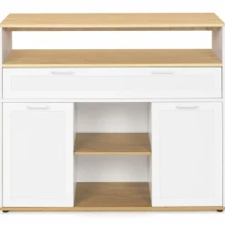 IDMarket Meuble de bar mange-debout blanc et bois* Meubles En Bois|Mange Debout