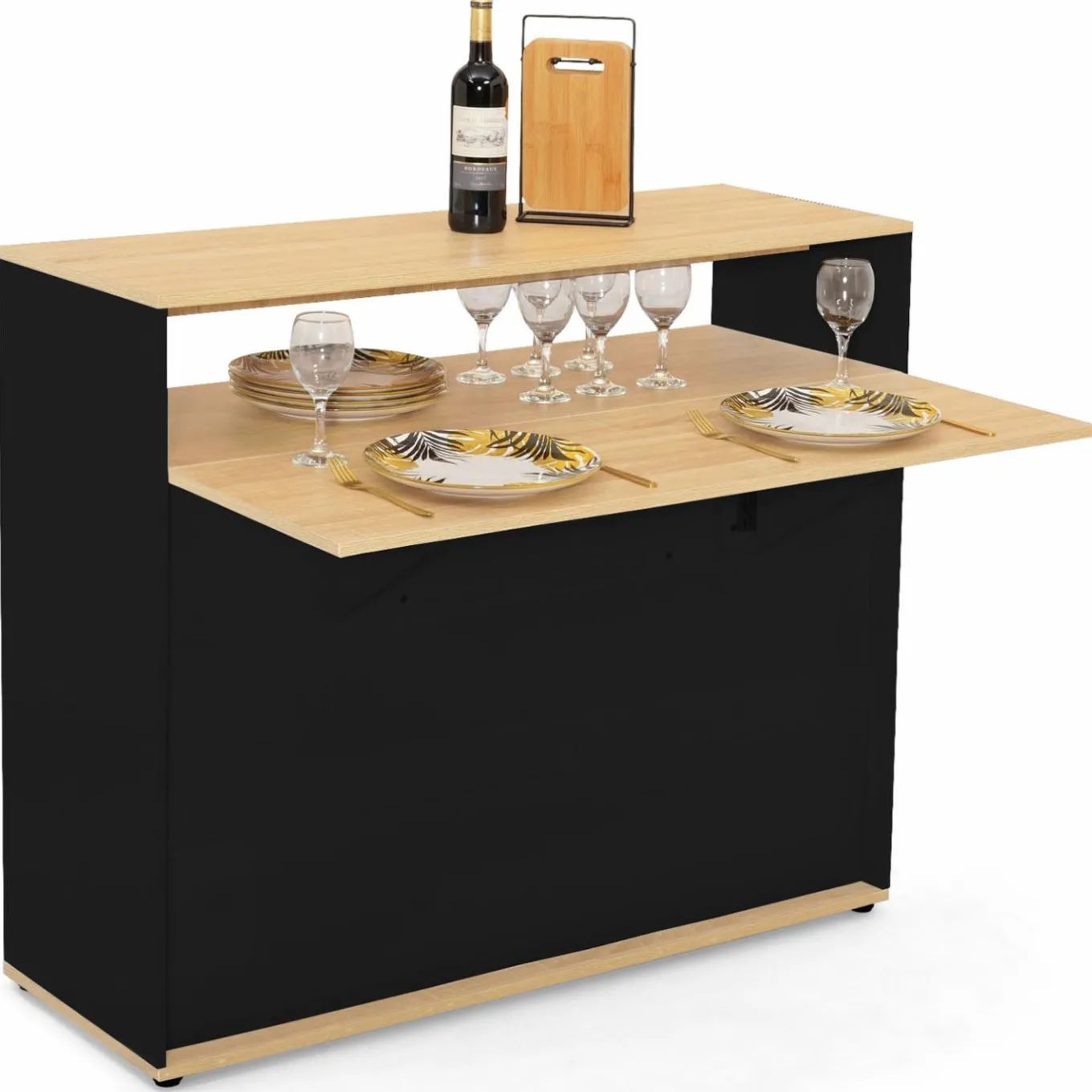 IDMarket Meuble de bar mange-debout noir et bois* Meubles En Bois|Mange Debout