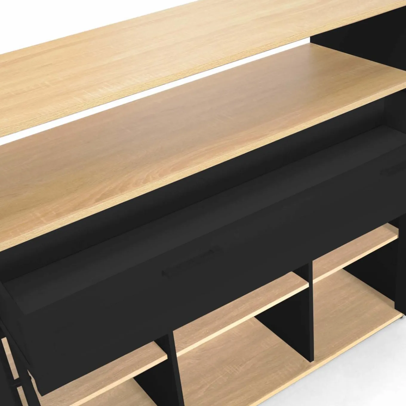 IDMarket Meuble de bar mange-debout noir et bois* Meubles En Bois|Mange Debout