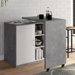 IDMarket Meuble de bar pivotant imitation béton* Mange Debout|Ilot Central