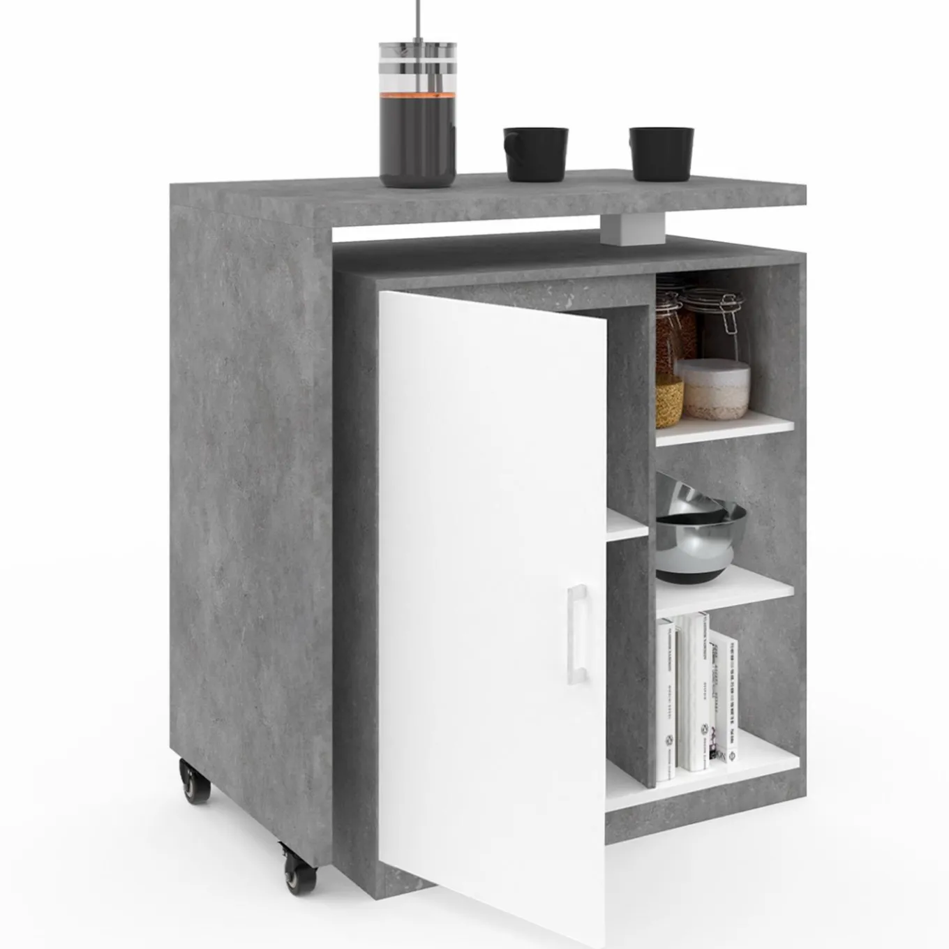 IDMarket Meuble de bar pivotant imitation béton* Mange Debout|Ilot Central