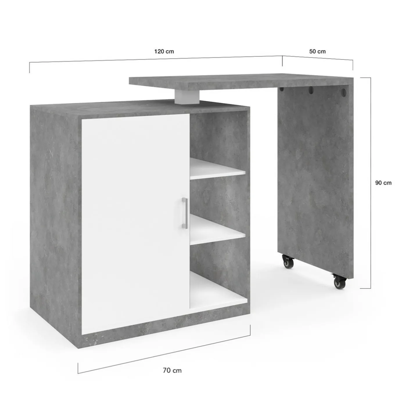 IDMarket Meuble de bar pivotant imitation béton* Mange Debout|Ilot Central