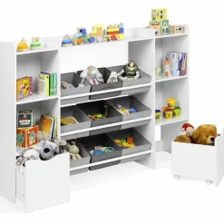 IDMarket Meuble de rangement avec étagères, bacs en tissu et cubes pour enfants*Enfant Etagères|Meubles Rangement Jouet