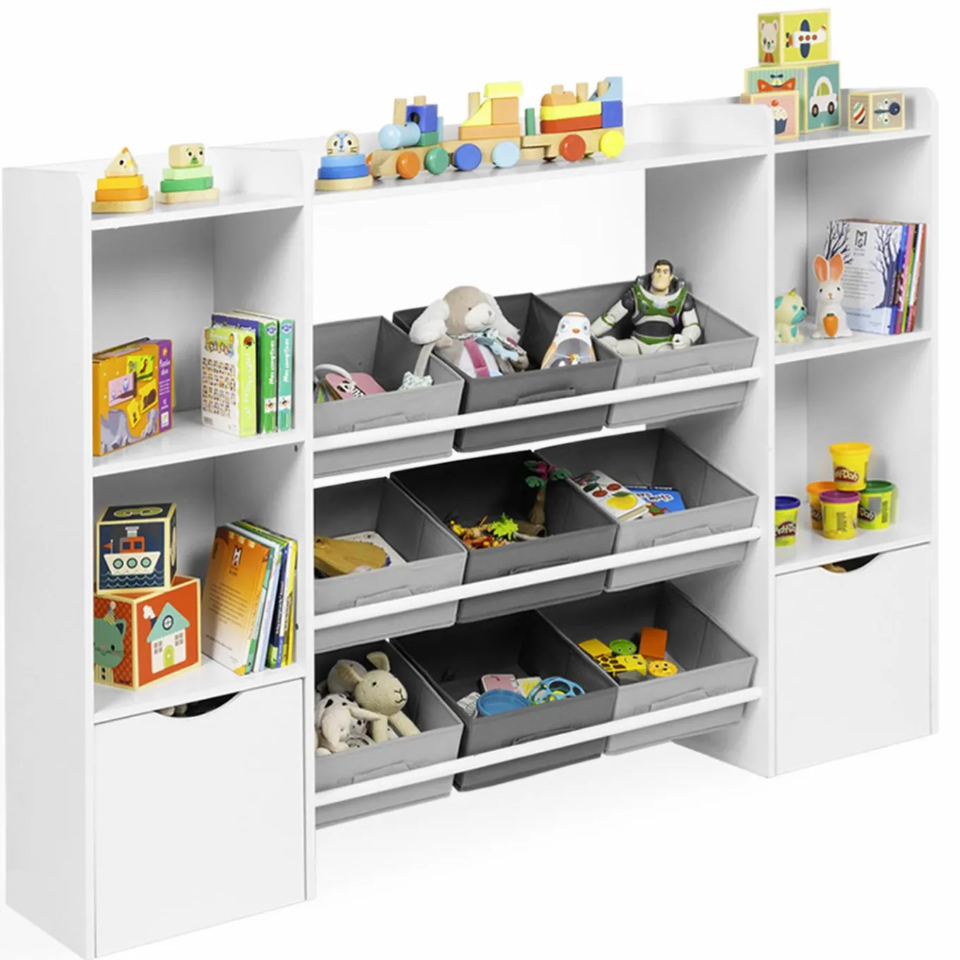 IDMarket Meuble de rangement avec étagères, bacs en tissu et cubes pour enfants*Enfant Etagères|Meubles Rangement Jouet