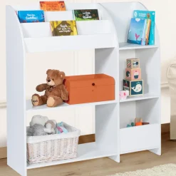 IDMarket Meuble de rangement blanc pour jouets avec étagère bibliothèque*Enfant Meubles Blancs|Collection Agencement Magasin