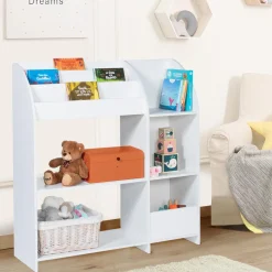 IDMarket Meuble de rangement blanc pour jouets avec étagère bibliothèque*Enfant Meubles Blancs|Collection Agencement Magasin