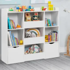 IDMarket Meuble de rangement blanc pour enfant sur roulettes*Enfant Etagères|Meubles Rangement Jouet