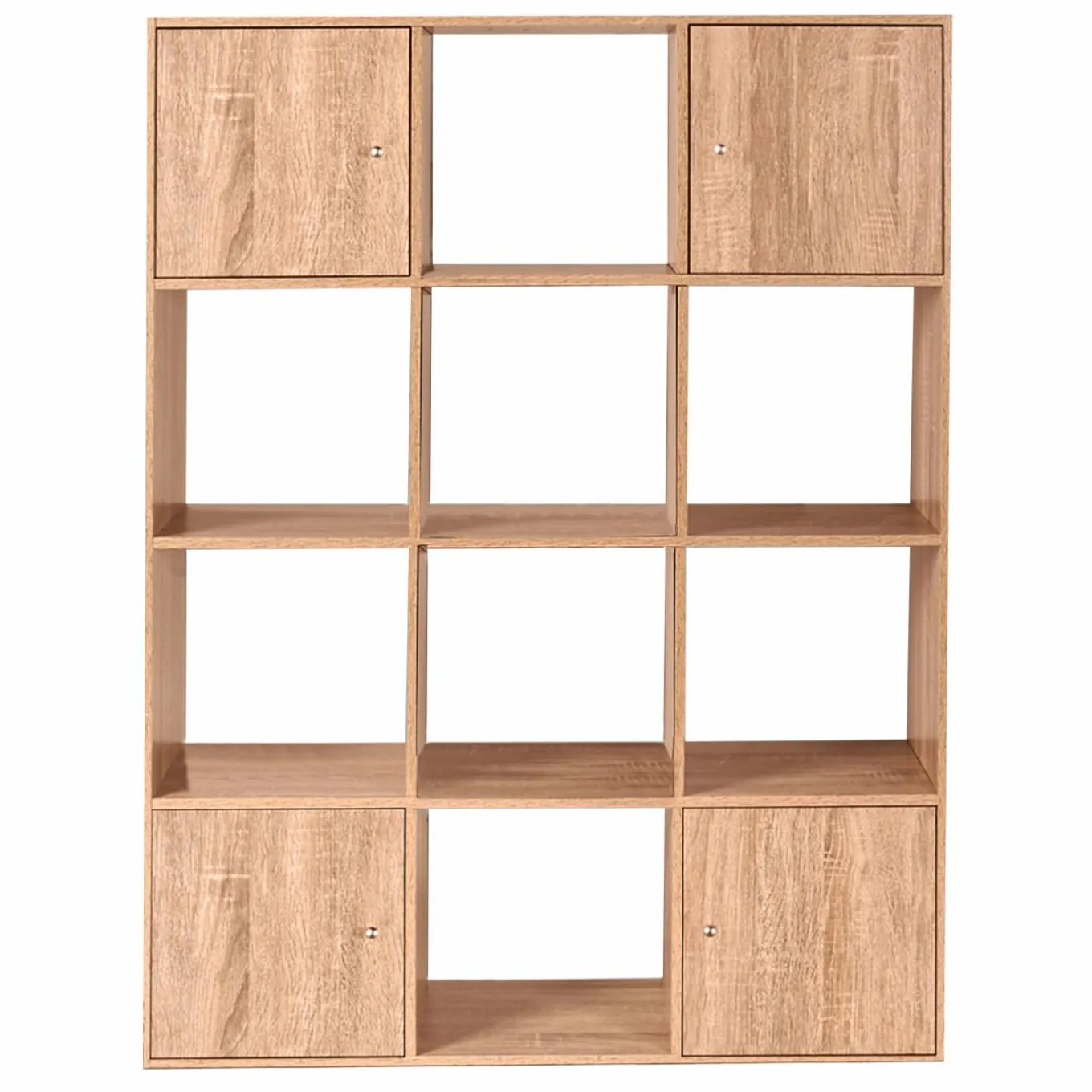IDMarket Meuble de rangement cube 12 cases imitation hêtre avec portes* Rangement Et Accessoires|Meubles En Bois