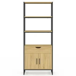 IDMarket Meuble de rangement design industriel salle de bain avec 3 étages 1 placard 1 tiroir* Meubles Salle De Bain|Collection Industrielle