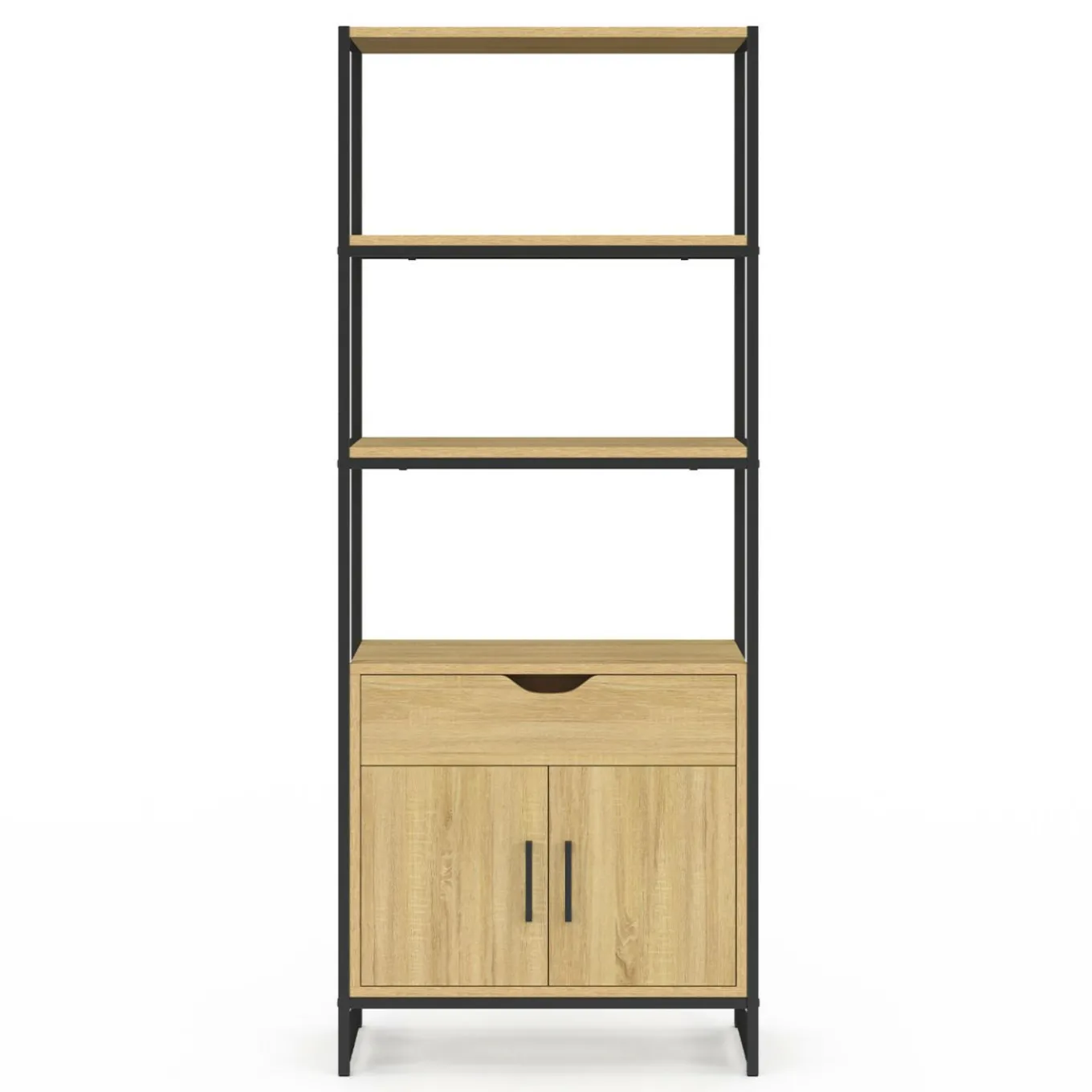 IDMarket Meuble de rangement design industriel salle de bain avec 3 étages 1 placard 1 tiroir* Meubles Salle De Bain|Collection Industrielle