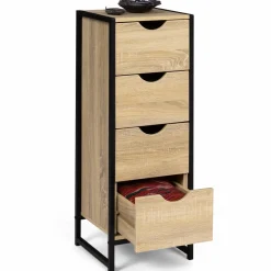 IDMarket Meuble de rangement industriel chiffonnier d’appoint 80x30 cm 4 tiroirs* Meubles Tiroirs|Meubles En Bois