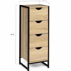 IDMarket Meuble de rangement industriel chiffonnier d’appoint 80x30 cm 4 tiroirs* Meubles Tiroirs|Meubles En Bois