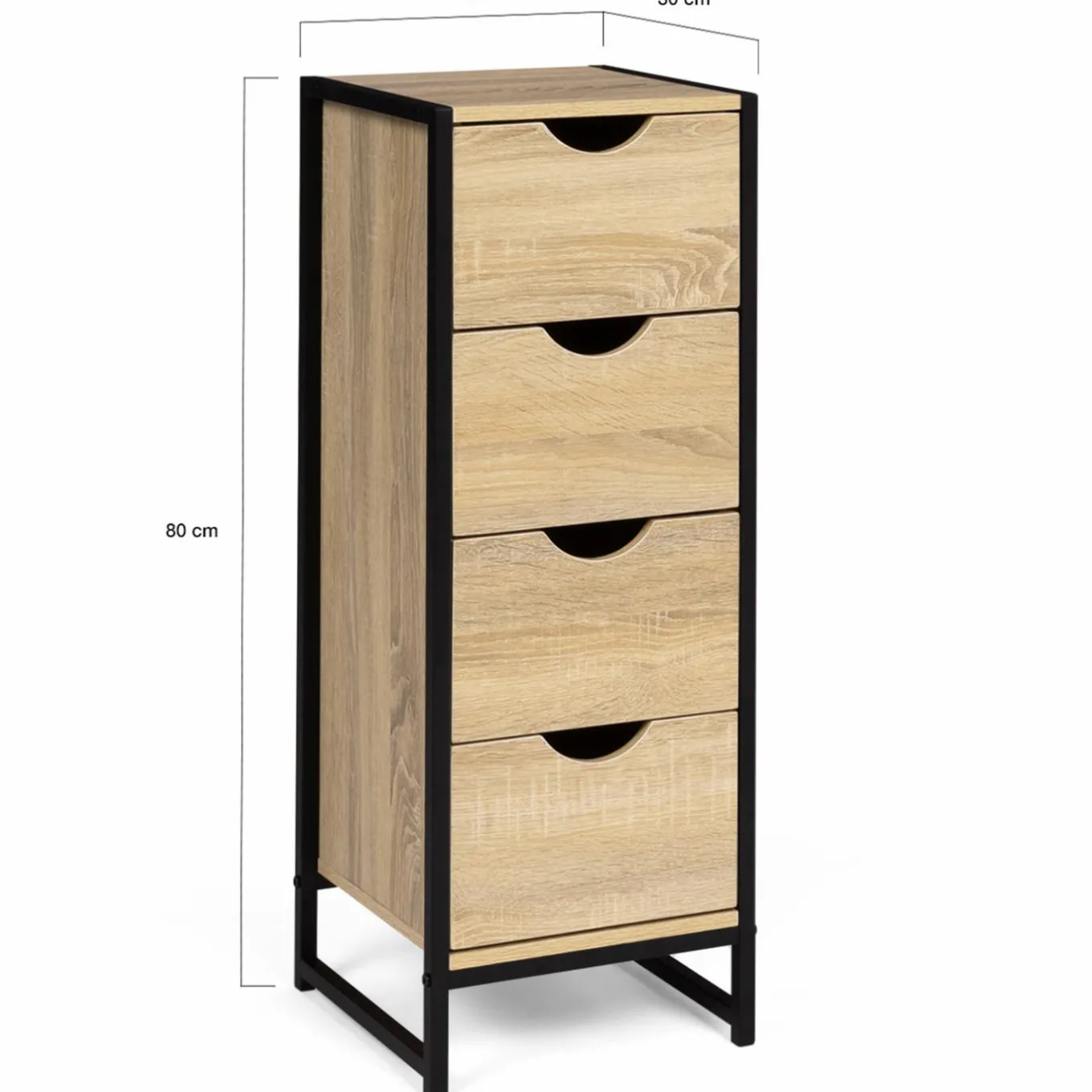 IDMarket Meuble de rangement industriel chiffonnier d’appoint 80x30 cm 4 tiroirs* Meubles Tiroirs|Meubles En Bois
