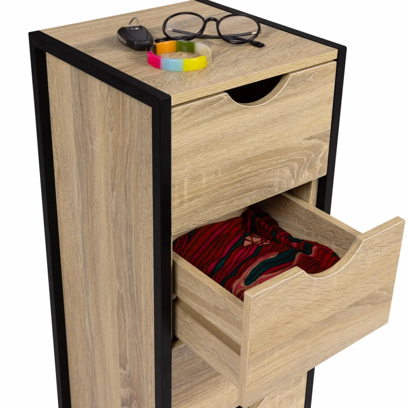 IDMarket Meuble de rangement industriel chiffonnier d’appoint 80x30 cm 4 tiroirs* Meubles Tiroirs|Meubles En Bois