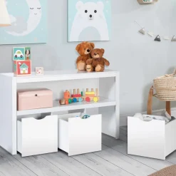 IDMarket Meuble de rangement pour enfant 3 tiroirs bois blanc*Enfant Meubles Tiroirs|Meubles Blancs