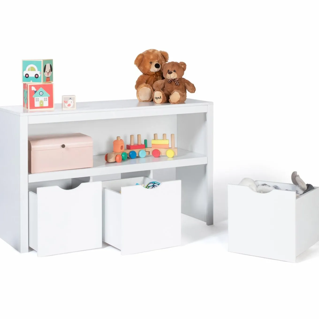 IDMarket Meuble de rangement pour enfant 3 tiroirs bois blanc*Enfant Meubles Tiroirs|Meubles Blancs