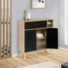 IDMarket Meuble de rangement scandinave noir et bois* Meubles Tiroirs|Meubles Bas