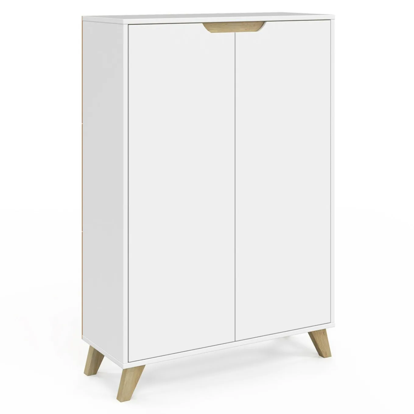 IDMarket Meuble de rangement scandinave blanc avec 2 portes* Rangement Et Accessoires|Collection Scandinave