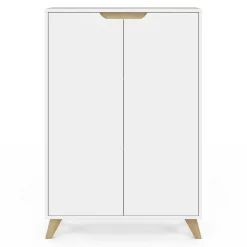 IDMarket Meuble de rangement scandinave blanc avec 2 portes* Rangement Et Accessoires|Collection Scandinave