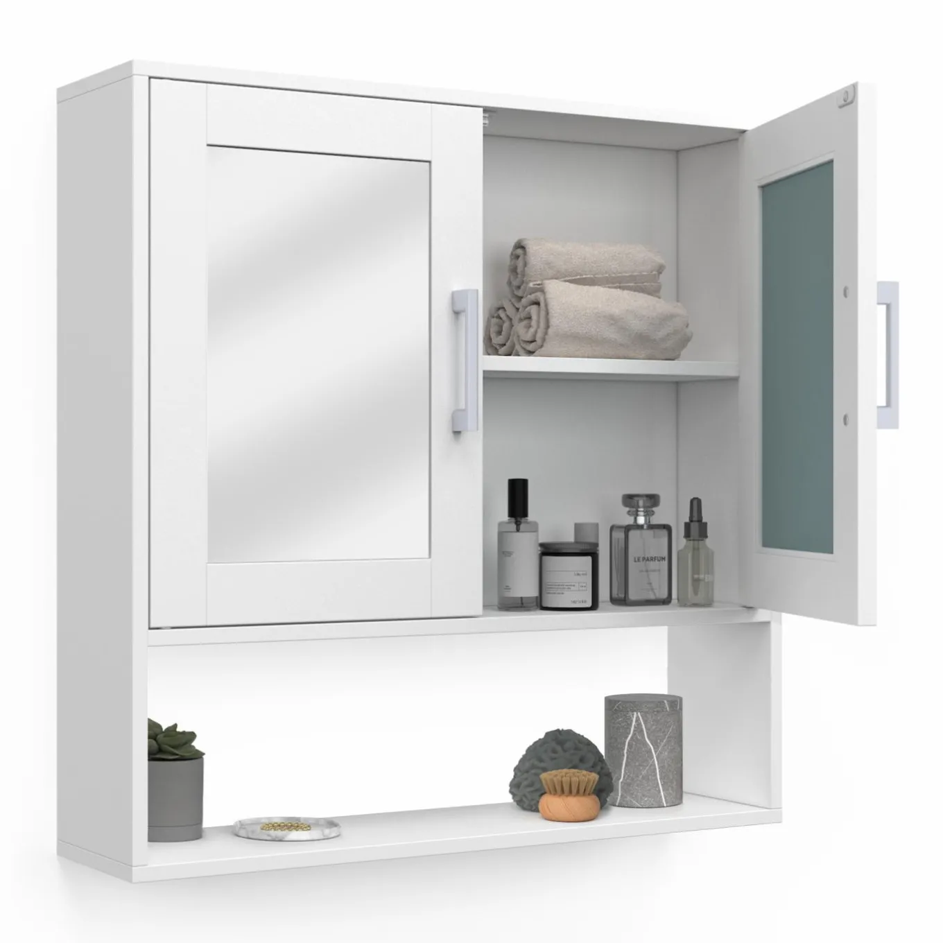 IDMarket Meuble de rangement suspendu avec miroir* Meubles Salle De Bain