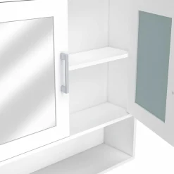IDMarket Meuble de rangement suspendu avec miroir* Meubles Salle De Bain