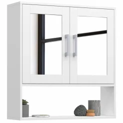 IDMarket Meuble de rangement suspendu avec miroir* Meubles Salle De Bain