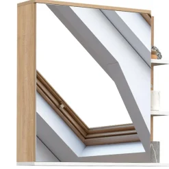 IDMarket Meuble de rangement suspendu avec miroir et étagères pour salle de bain façon hêtre et blanc* Meubles Salle De Bain|Collection Moderne