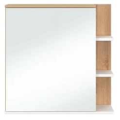 IDMarket Meuble de rangement suspendu avec miroir et étagères pour salle de bain façon hêtre et blanc* Meubles Salle De Bain|Collection Moderne