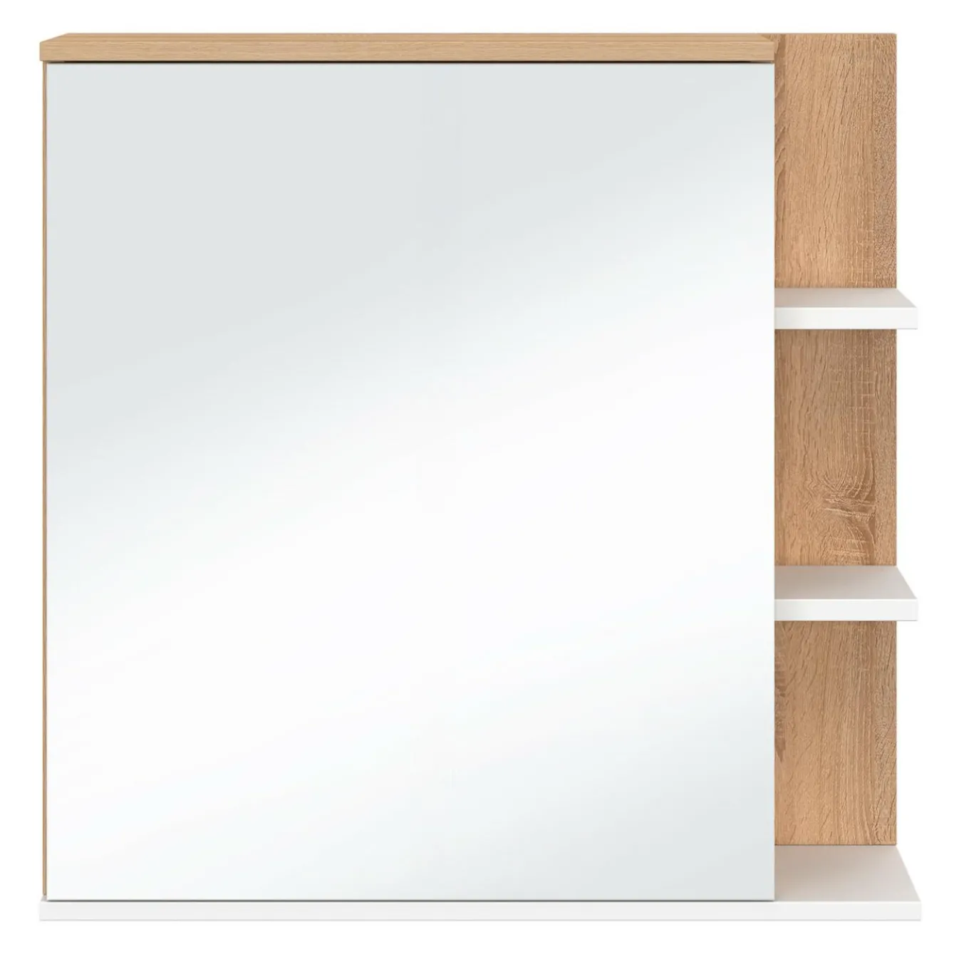 IDMarket Meuble de rangement suspendu avec miroir et étagères pour salle de bain façon hêtre et blanc* Meubles Salle De Bain|Collection Moderne
