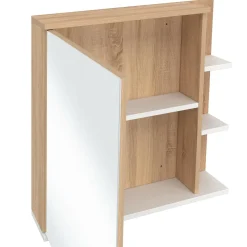 IDMarket Meuble de rangement suspendu avec miroir et étagères pour salle de bain façon hêtre et blanc* Meubles Salle De Bain|Collection Moderne